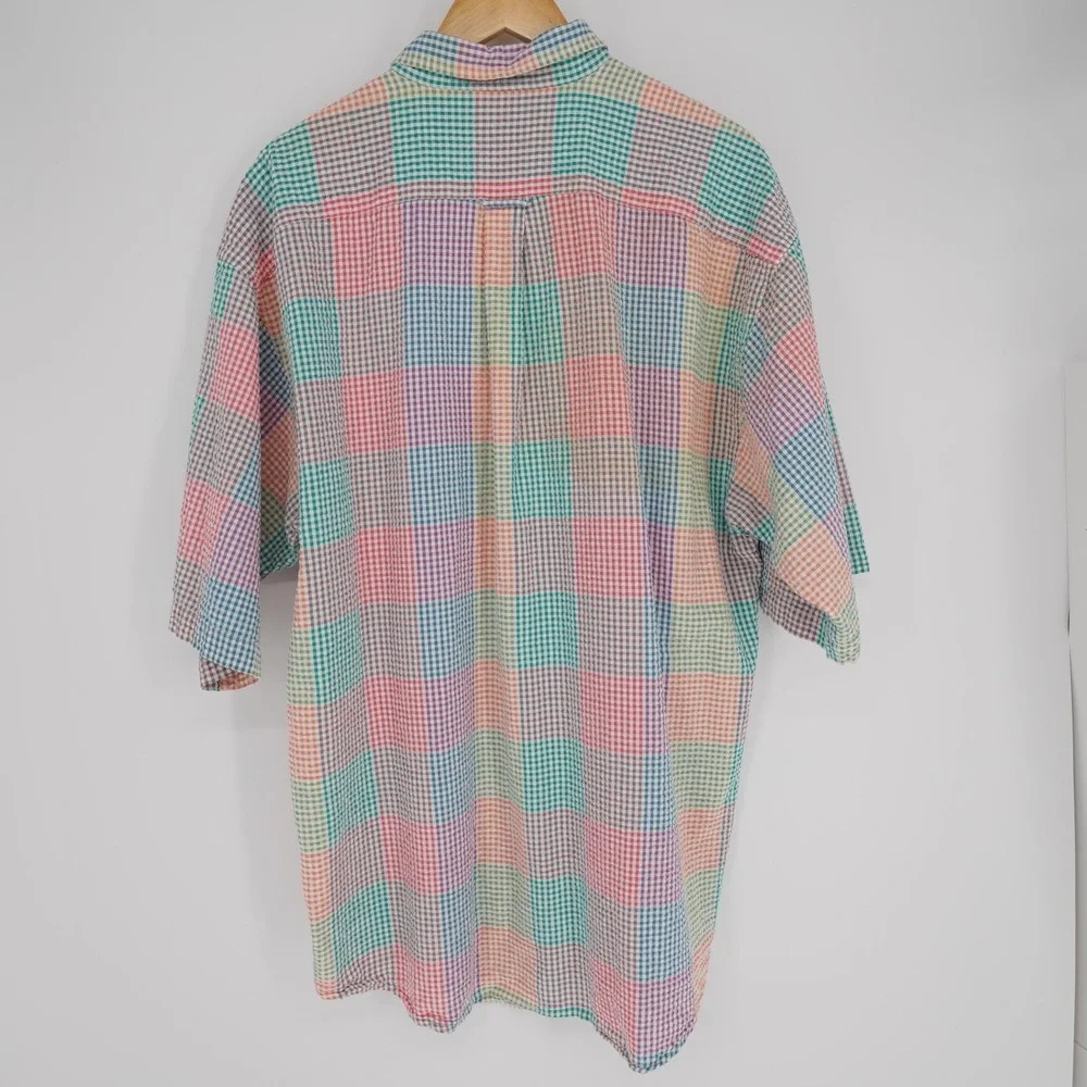 Deep River Trading Seersucker Shirt Mens XXL Pastel Plaid Button Up Cotton Prep - Picture 3 of 14